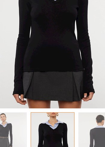 Siyah Pamuklu Uzun Kollu Kadın Gömlek - Görsel 4