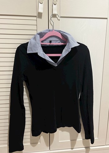 Siyah Pamuklu Uzun Kollu Kadın Gömlek - Görsel 2