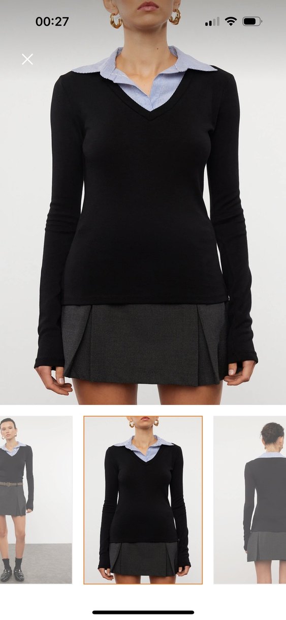 Siyah Pamuklu Uzun Kollu Kadın Gömlek - Görsel 4