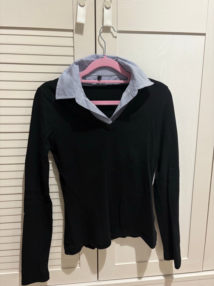 Siyah Pamuklu Uzun Kollu Kadın Gömlek - Görsel 2