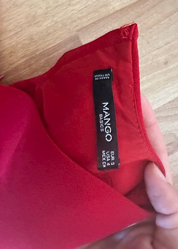 Mango Kırmızı V Yaka Midi Abiye Elbise