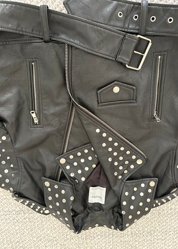 Siyah Tokalı Biker Deri Ceket - Görsel 4