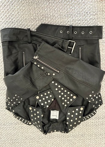 Siyah Tokalı Biker Deri Ceket - Görsel 3