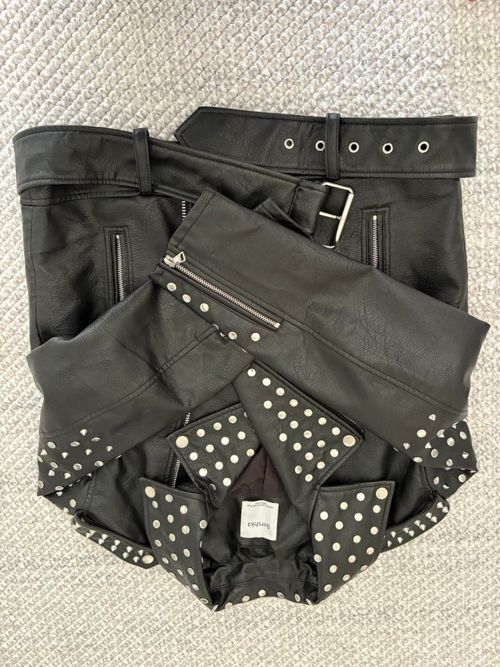 Siyah Tokalı Biker Deri Ceket - Görsel 3