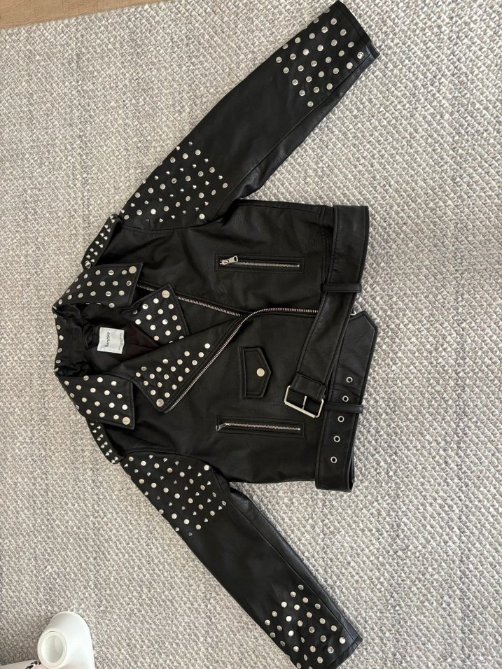 Siyah Tokalı Biker Deri Ceket - Görsel 2