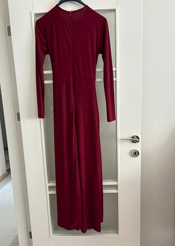 Bordo Drapeli Uzun Abiye Elbise - Görsel 2