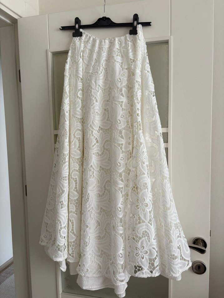 Dantel İşlemeli Beyaz Uzun Nişan Elbises - Görsel 5