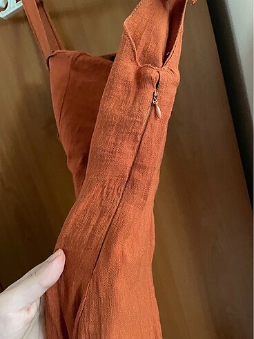 m Beden turuncu Renk Askılı elbise