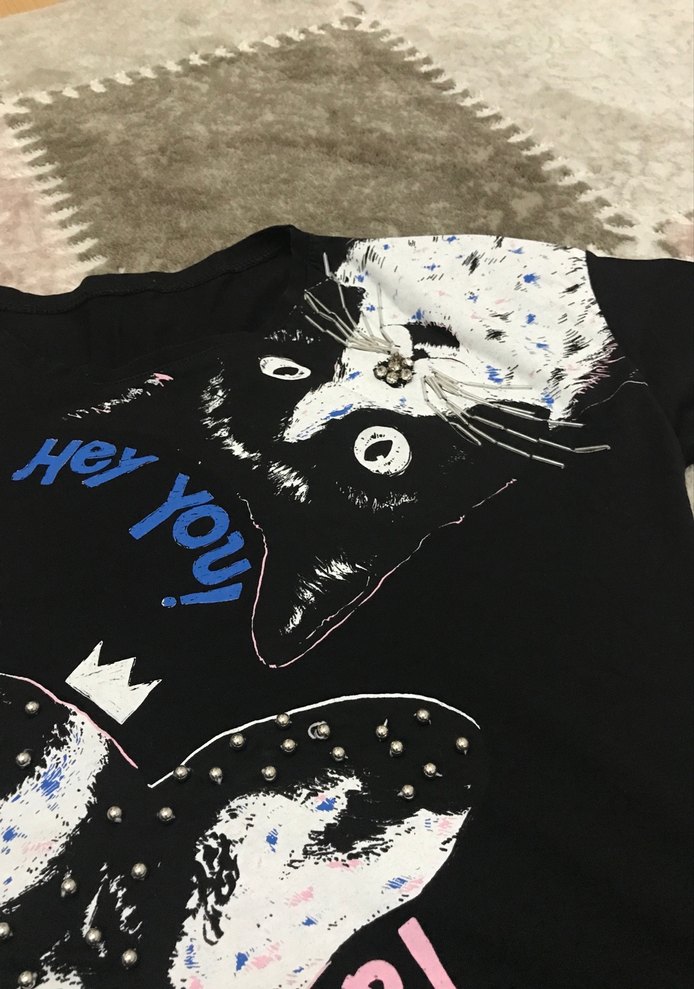 Renkli Baskılı Sokak Stili Kedi ve Köpek Tişörtü - Görsel 3