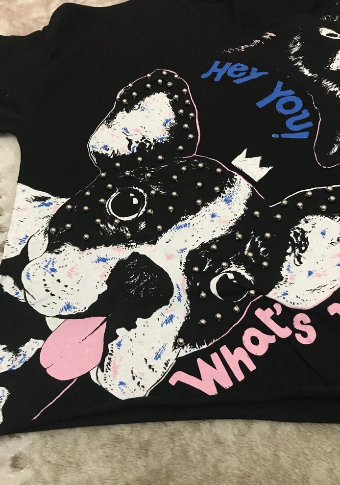 Renkli Baskılı Sokak Stili Kedi ve Köpek Tişörtü - Görsel 2