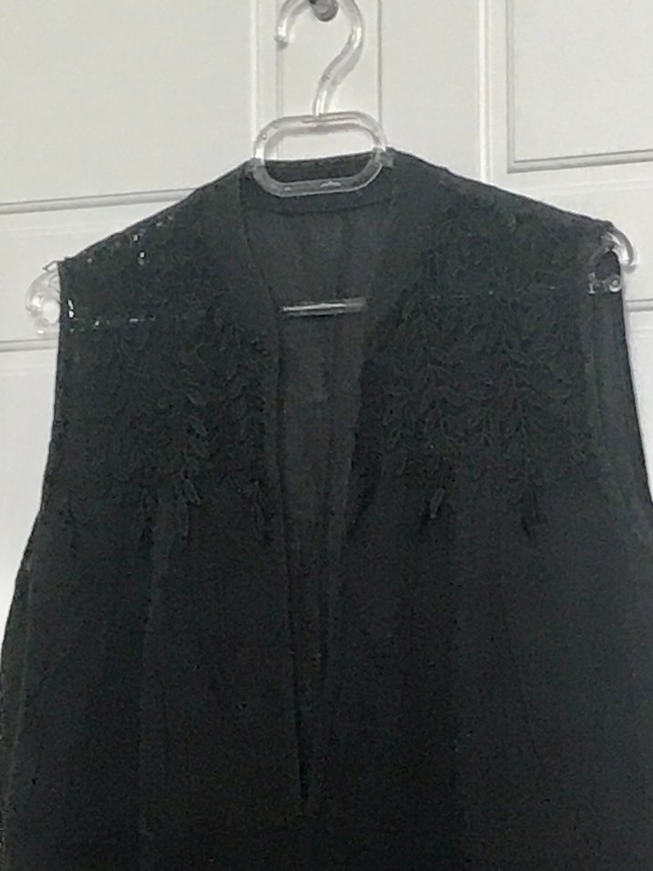 Uzun Siyah Kolsuz Keten Elbise mayonun üstüne  plaj giyim  pareo - Görsel 2