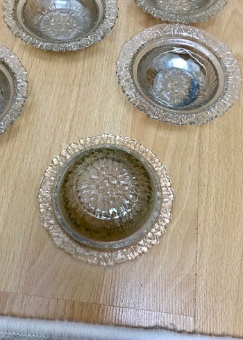 Vintage Şeffaf Cam Tabak Seti çerezlik - Görsel 3