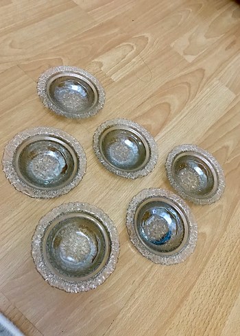 Vintage Şeffaf Cam Tabak Seti çerezlik - Görsel 4