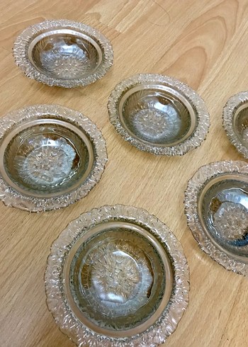 Vintage Şeffaf Cam Tabak Seti çerezlik - Görsel 5