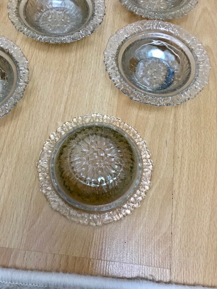 Vintage Şeffaf Cam Tabak Seti çerezlik - Görsel 3