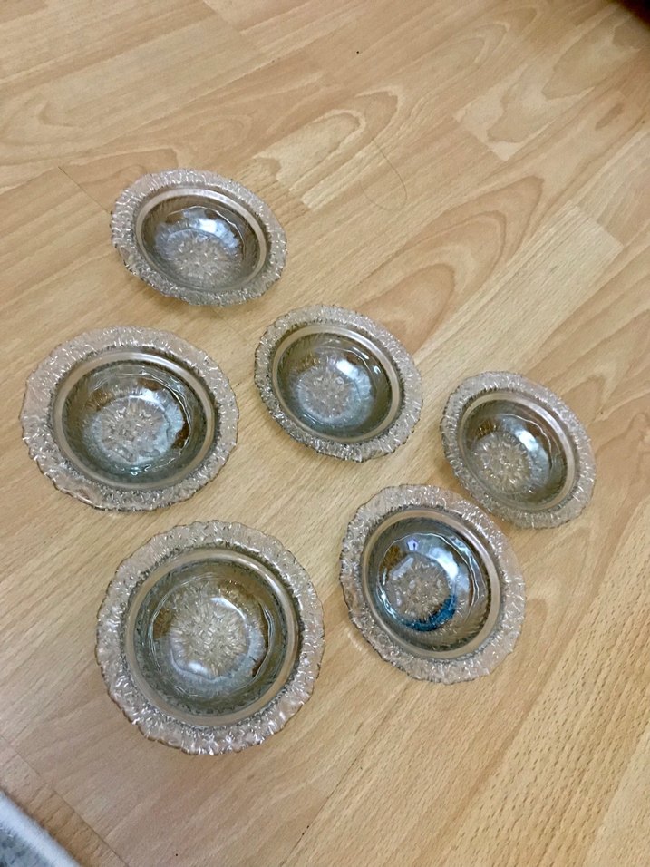 Vintage Şeffaf Cam Tabak Seti çerezlik - Görsel 4