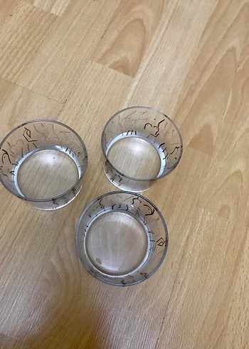 Desenli Cam Bardak Seti 3 lü kısa boylu - Görsel 2