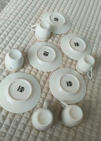 Beyaz ve Gri Desenli 5lı Kahve Fincan Seti - Görsel 5