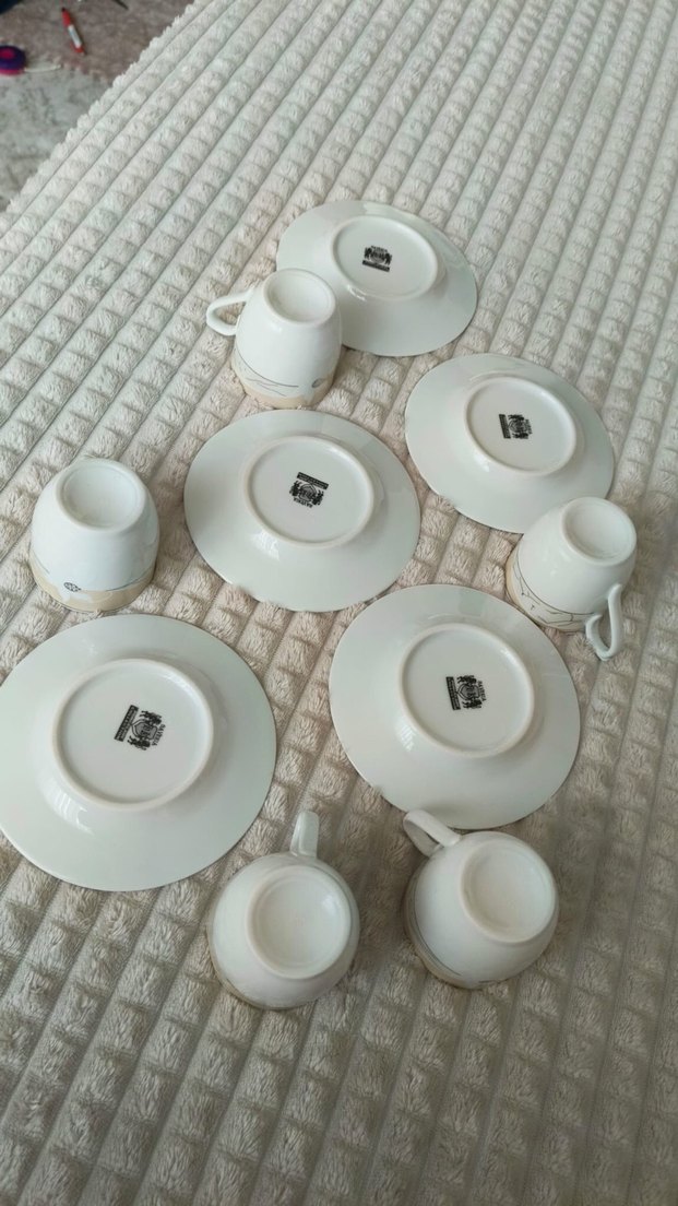 Beyaz ve Gri Desenli 5lı Kahve Fincan Seti - Görsel 5