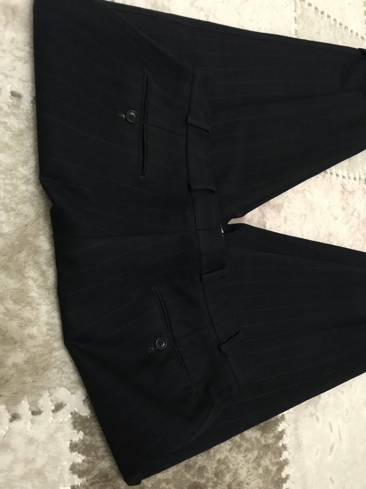 Lacivert çizgili Erkek Kumaş Pantolon - Görsel 4