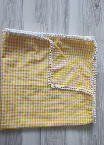 Sarı Ekose Bohem Masa Örtüsü özel dikim - Görsel 3