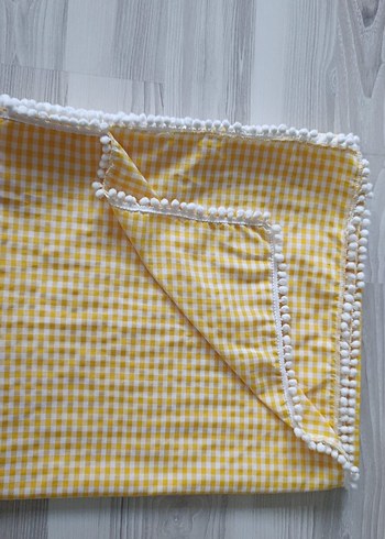 Sarı Ekose Bohem Masa Örtüsü özel dikim - Görsel 4