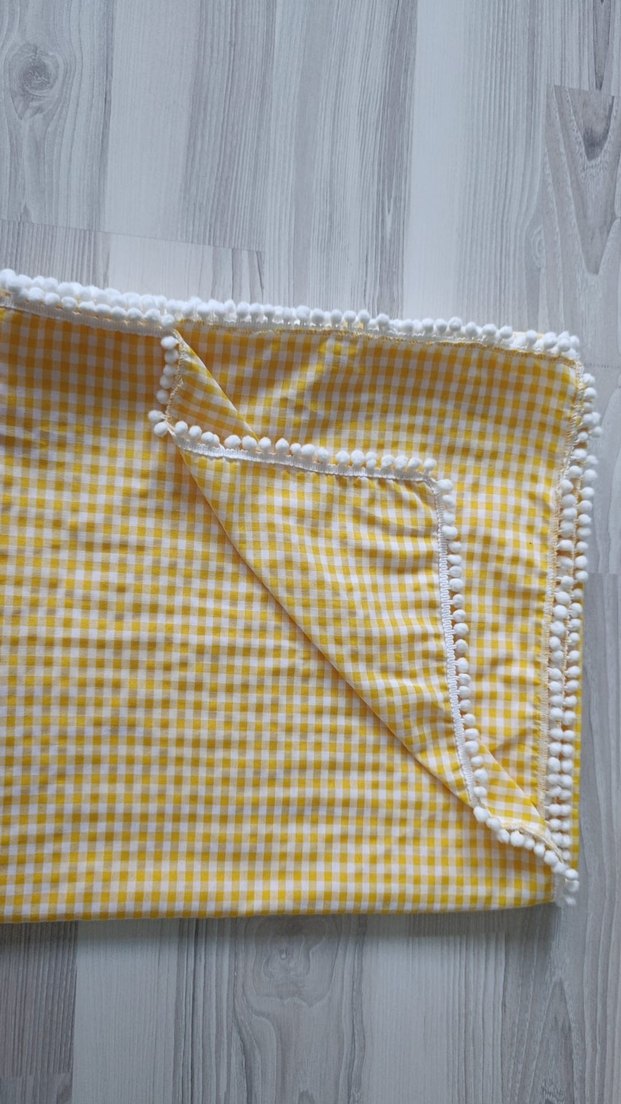 Sarı Ekose Bohem Masa Örtüsü özel dikim - Görsel 4