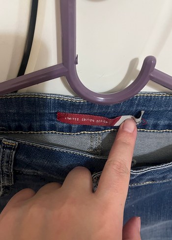 Dantel Detaylı Mavi Kadın Denim Jean - Görsel 2