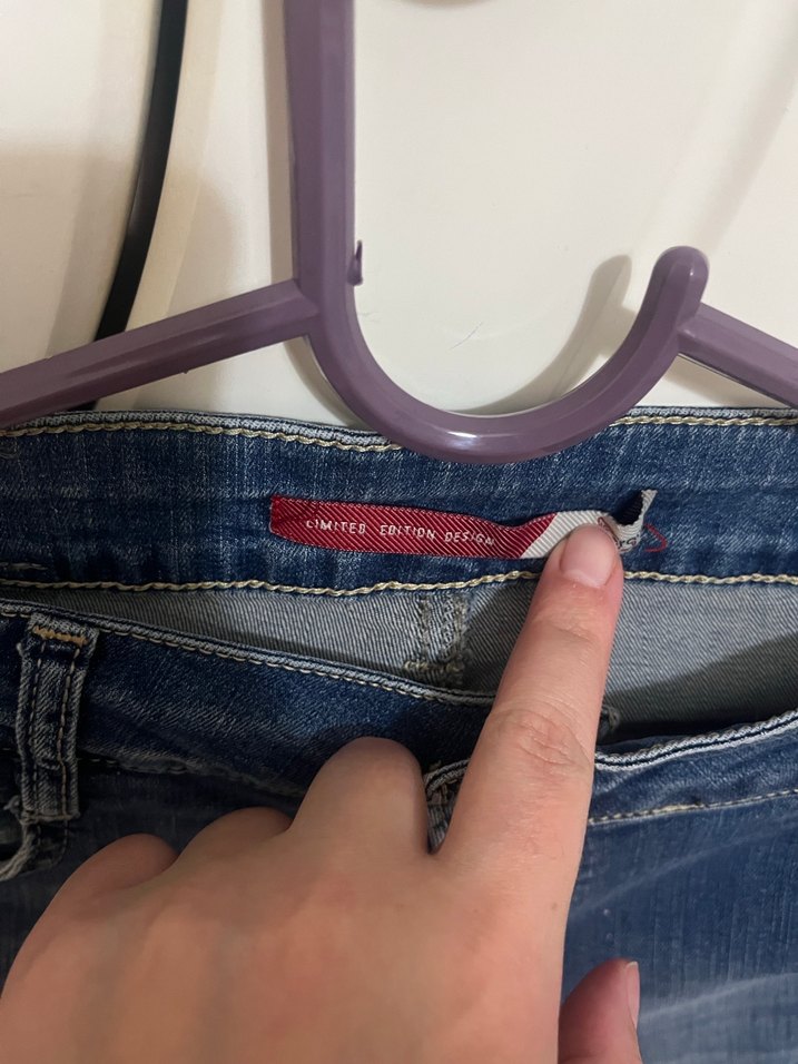 Dantel Detaylı Mavi Kadın Denim Jean - Görsel 2