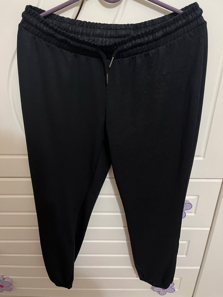 Siyah Deri Kemerli Midi Kadın Pantolon - Görsel 2