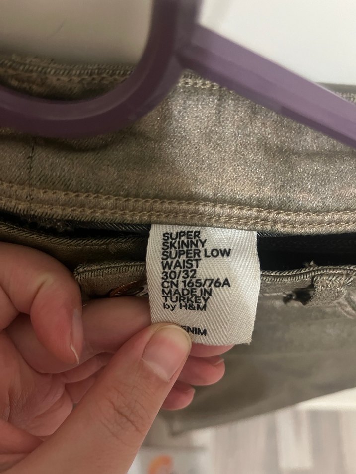 Kemerli Parlak Kahverengi Skinny Pantolon - Görsel 2