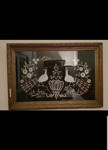 tavuskuşu antika tablo