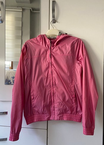 Pembe Parlak Kapüşonlu Kadın Ceket