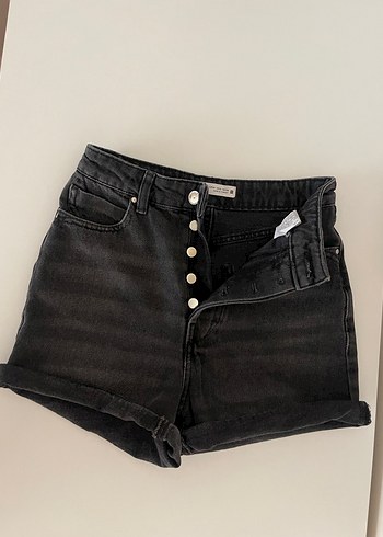 xs Beden Kadın Siyah Mini Denim Şort