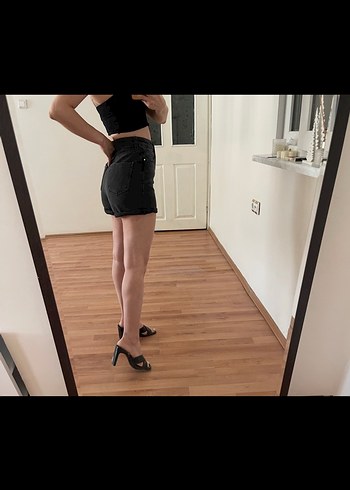 xs Beden siyah Renk Kadın Siyah Mini Denim Şort