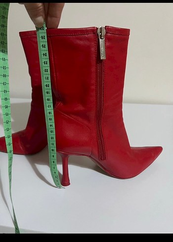 37 Beden kırmızı Renk Kırmızı Deri İnce Topuklu Kadın Bot