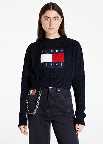 Tommy Jeans Siyah Örgü Kadın Kazak - Görsel 8