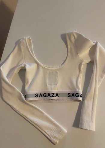 Beyaz Uzun Kollu Crop Top - Görsel 5