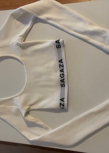 Beyaz Uzun Kollu Crop Top - Görsel 2