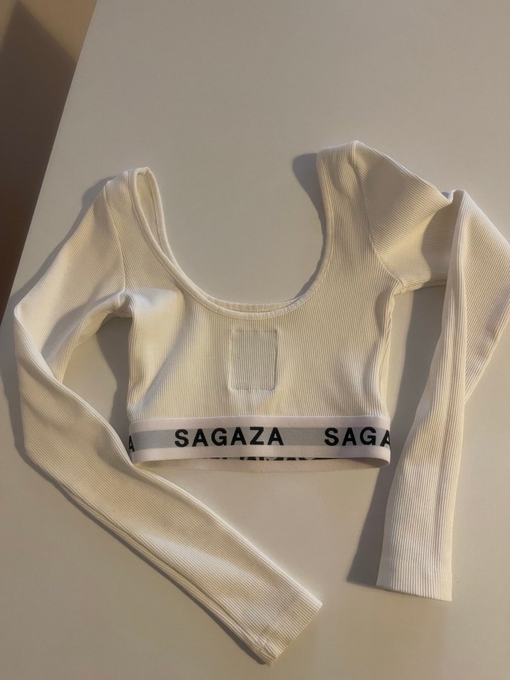 Beyaz Uzun Kollu Crop Top - Görsel 5