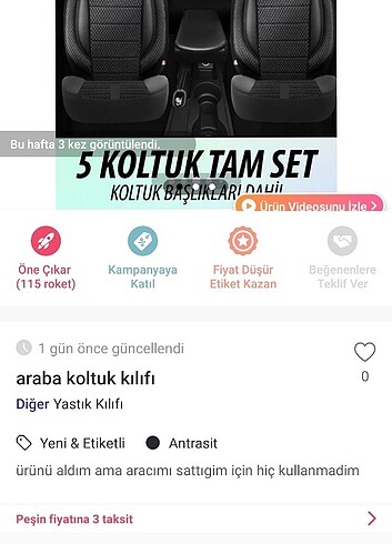 Araba koltuk kılıf 