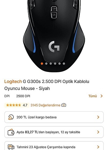 Logitech G 300s Oyuncu Mouse