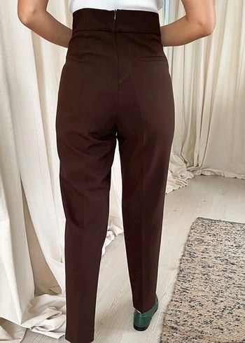 Kemerli Kahverengi Kadın Kumaş Pantolon - Görsel 3