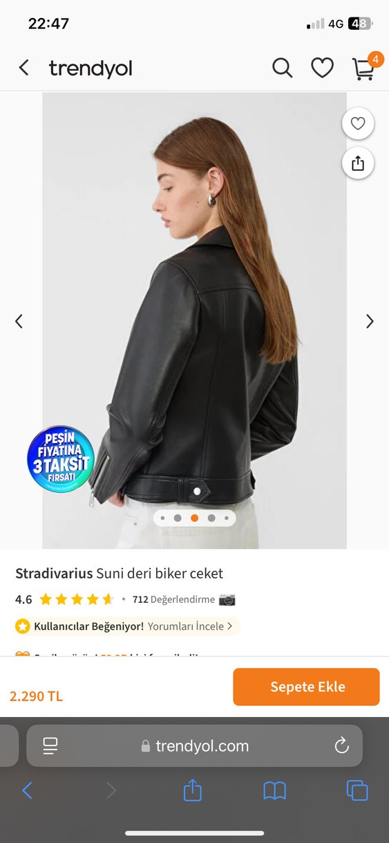 Stradivarius Siyah Kemerli Biker Deri Ceket - Görsel 2