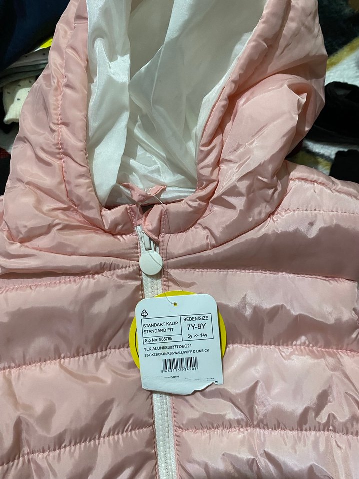 Kız Çocuk Pembe Kapüşonlu Şişme Yelek - Görsel 2