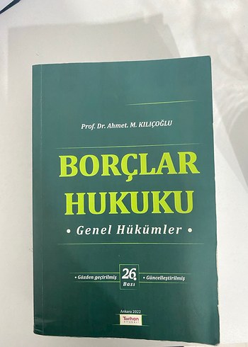 Kılıçoplu Borçlar Hukuku Genel 2022 basım