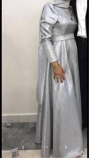 Gümüş rengi abiye