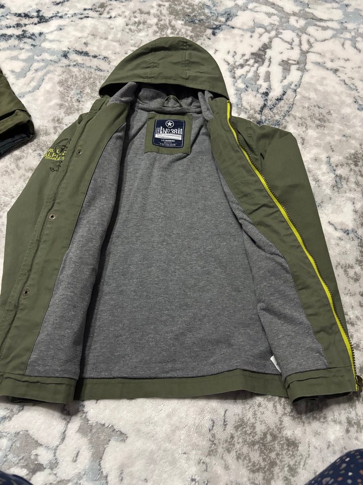 Erkek Çocuk Haki Kapüşonlu mevsimlik mont - Görsel 2