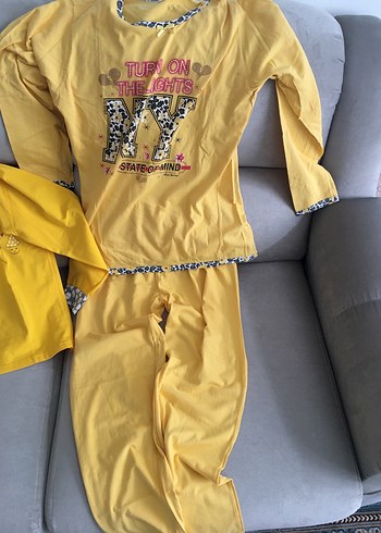 m Beden Saf pamuklu Uzun Kollu Rahat Pijama Takımı