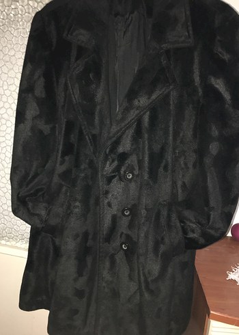 Düğmeli Siyah Süet Midi Kadın Kaban - Görsel 19